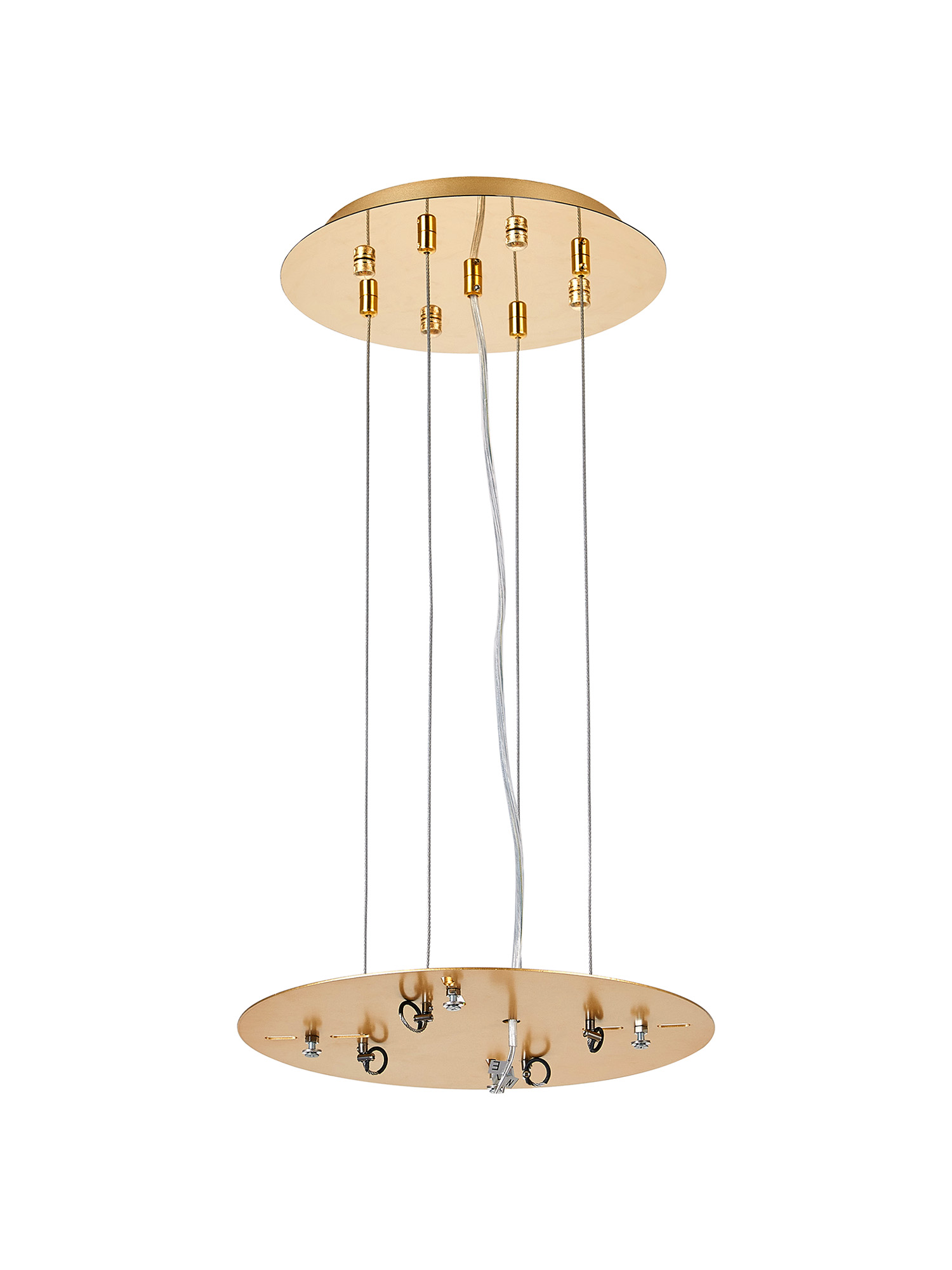 D0931FG/GO  Lowan 290mm, 3m Suspension Plate c/w Power Cable To Lower Flush Fittings, French & Painted Gold Max Load 40kg (ONLY TESTED FOR OUR RANGE OF PRODUCTS)